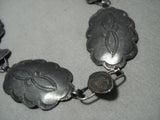 Early 1900's Vintage Navajo Hand Wrought Native American Jewelry Silver Concho Necklace-Nativo Arts