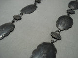 Early 1900's Vintage Navajo Hand Wrought Native American Jewelry Silver Concho Necklace-Nativo Arts