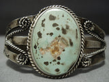 Early 1900's Vintage Navajo Native American Jewelry jewelry Ingot Green Turquoise Bracelet Old-Nativo Arts