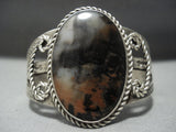 Early 1900's Vintage Navajo Native American Jewelry jewelry Petrified Wood Sterling Silver Bracelet-Nativo Arts