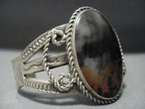Early 1900's Vintage Navajo Native American Jewelry jewelry Petrified Wood Sterling Silver Bracelet-Nativo Arts