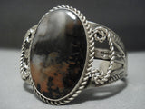Early 1900's Vintage Navajo Native American Jewelry jewelry Petrified Wood Sterling Silver Bracelet-Nativo Arts
