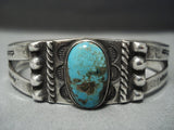 Early 1900's Vintage Navajo Native American Jewelry jewelry Royston Turquoise Sterling Silver Bracelet Old-Nativo Arts