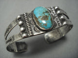 Early 1900's Vintage Navajo Native American Jewelry jewelry Royston Turquoise Sterling Silver Bracelet Old-Nativo Arts