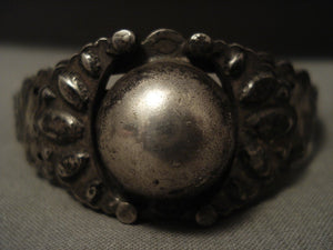 Early 1900's Vintage Navajo 'Native American Jewelry Silver Ball' Sterling Native American Jewelry Silver Bracelet Old-Nativo Arts