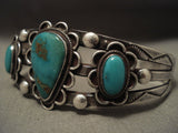 Early 1900's Vintage Navajo 'Natural Royston Turquoise' Native American Jewelry Silver Bracelet-Nativo Arts