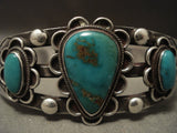 Early 1900's Vintage Navajo 'Natural Royston Turquoise' Native American Jewelry Silver Bracelet-Nativo Arts