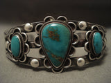 Early 1900's Vintage Navajo 'Natural Royston Turquoise' Native American Jewelry Silver Bracelet-Nativo Arts