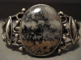 Early 1900's Vintage Navajo Petrified Wood Native American Jewelry Silver Bracelet-Nativo Arts