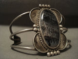 Early 1900's Vintage Navajo Petrified Wood Sterling Native American Jewelry Silver Bracelet-Nativo Arts