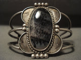 Early 1900's Vintage Navajo Petrified Wood Sterling Native American Jewelry Silver Bracelet-Nativo Arts