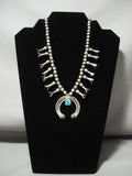 Early 1900's Vintage Navajo Pilot Mntn Turquoise Native American Jewelry Silver Squash Blossom Necklace-Nativo Arts