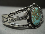 Early 1900's Vintage Navajo 'Royston Dome Turquoise' Native American Jewelry Silver Bracelet Old-Nativo Arts