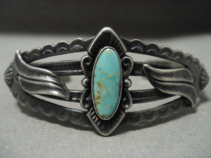 Early 1900's Vintage Navajo Royston Turquoise Native American Jewelry Silver Bracelet-Nativo Arts