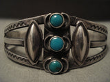 Early 1900's Vintage Navajo Snake Eyes Turquoise Native American Jewelry Silver Bracelet-Nativo Arts