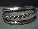 Early 1900's Vintage Navajo Sterling Native American Jewelry Silver Bracelet Old Pawn-Nativo Arts