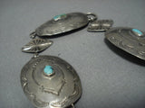 Early 1900's Vintage Navajo Sterling Native American Jewelry Silver Concho Belt Necklace Old-Nativo Arts