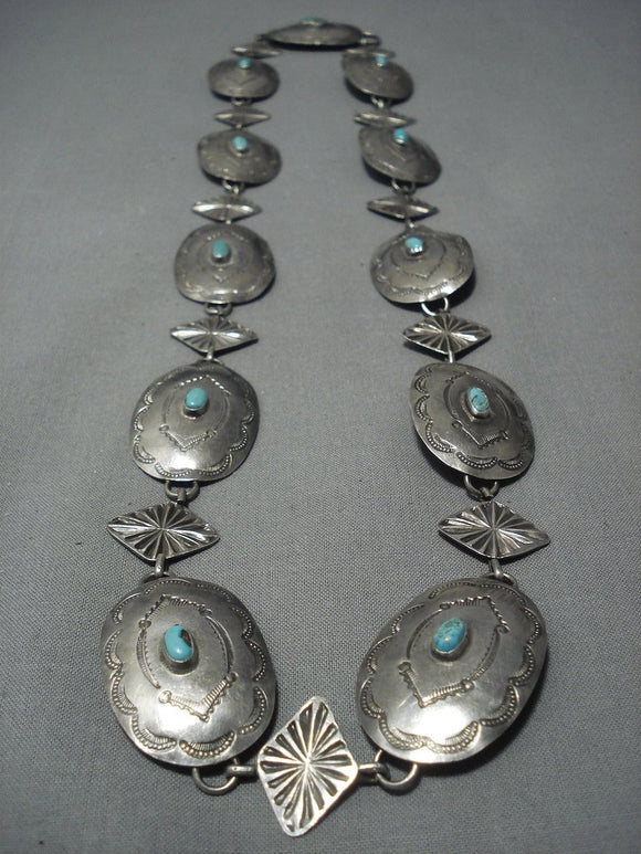 Early 1900's Vintage Navajo Sterling Native American Jewelry Silver Concho Belt Necklace Old-Nativo Arts