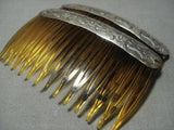Early 1900's Vintage Navajo Sterling Native American Jewelry Silver Hair Clips Barrette Pin-Nativo Arts