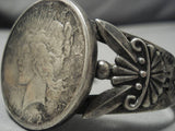 Early 1900's Vintage Navajo Sterling Silver Coin Native American Bracelet Old-Nativo Arts