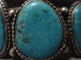 Early 1900's Vintage Navajo Turquoise Native American Jewelry Silver Bracelet Old-Nativo Arts