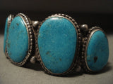 Early 1900's Vintage Navajo Turquoise Native American Jewelry Silver Bracelet Old-Nativo Arts