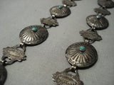 Early 1900's Vintage Navajo Turquoise Native American Jewelry Silver Concho Belt/ Necklace-Nativo Arts