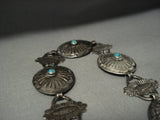Early 1900's Vintage Navajo Turquoise Native American Jewelry Silver Concho Belt/ Necklace-Nativo Arts