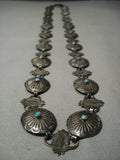 Early 1900's Vintage Navajo Turquoise Native American Jewelry Silver Concho Belt/ Necklace-Nativo Arts