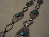 Early 1900's Vintage Navajo Turquoise Native American Jewelry Silver Necklace-Nativo Arts