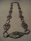Early 1900's Vintage Navajo Turquoise Native American Jewelry Silver Necklace-Nativo Arts