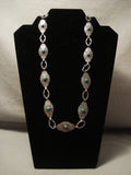 Early 1900's Vintage Navajo Turquoise Native American Jewelry Silver Necklace-Nativo Arts