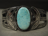 Early 1900's Vintage Navajo Turquoise Sterling Native American Jewelry Silver Bracelet-Nativo Arts