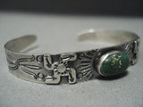 Early 1900's Vintage Navajo Whirling Logs Cerrillos Turquoise Native American Jewelry Silver Bracelet-Nativo Arts