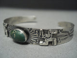 Early 1900's Vintage Navajo Whirling Logs Cerrillos Turquoise Native American Jewelry Silver Bracelet-Nativo Arts
