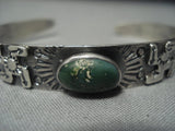 Early 1900's Vintage Navajo Whirling Logs Cerrillos Turquoise Native American Jewelry Silver Bracelet-Nativo Arts