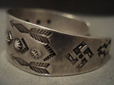 Early 1900's Vintage Navajo Whirling Logs Coin Native American Jewelry Silver Bracelet-Nativo Arts