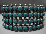Early 1900's Vintage Zuni/ Navajo Snake Eye Turquoise Native American Jewelry Silver Row Bracelet Old-Nativo Arts
