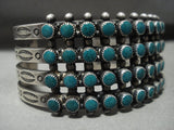 Early 1900's Vintage Zuni/ Navajo Snake Eye Turquoise Native American Jewelry Silver Row Bracelet Old-Nativo Arts