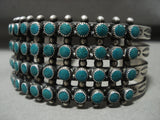 Early 1900's Vintage Zuni/ Navajo Snake Eye Turquoise Native American Jewelry Silver Row Bracelet Old-Nativo Arts