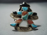 Early 1900's Vintage Zuni Turquoise Kachina Sterling Native American Jewelry Silver Ring Old-Nativo Arts