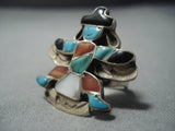 Early 1900's Vintage Zuni Turquoise Kachina Sterling Native American Jewelry Silver Ring Old-Nativo Arts
