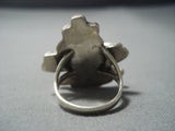 Early 1900's Vintage Zuni Turquoise Kachina Sterling Native American Jewelry Silver Ring Old-Nativo Arts