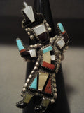 Early 1900's Vintage Zuni Turquoise Native American Jewelry Silver Kachina Ring-Nativo Arts