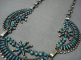 Early 1900's Vintage Zuni Turquoise Sterling Native American Jewelry Silver Necklace-Nativo Arts