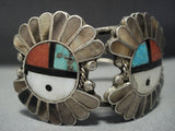 Early 1900's Vintage Zuni Turquoise Sterling Silver Bracelet Native American Jewelry-Nativo Arts