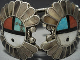 Early 1900's Vintage Zuni Turquoise Sterling Silver Bracelet Native American Jewelry-Nativo Arts