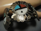 Early 1900's Vintage Zuni Turquoise Sterling Silver Bracelet Native American Jewelry-Nativo Arts