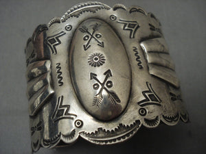 Early 1900's Wide Coin Native American Jewelry Silver Hand Wrought Vintage Navajo Native American Jewelry Silver Bracelet-Nativo Arts