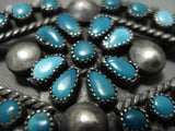 Early 1900's Zuni/ Navajo 'Snake Eyes Turquoise' Native American Jewelry Silver Pin Old-Nativo Arts